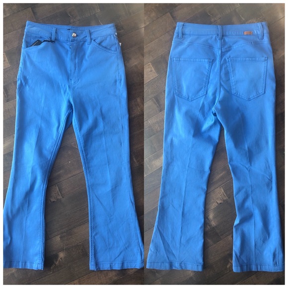 Massimo Dutti Blue High Rise Flare Skinny Jeans Size 2 - Picture 2 of 13